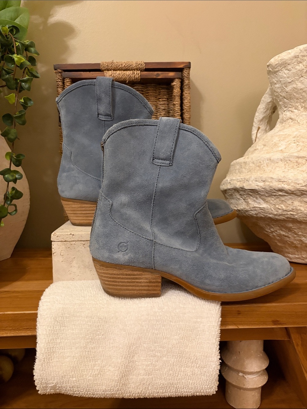 Born Light Blue Suede Western Ankle Boots - Picture 3 of 17